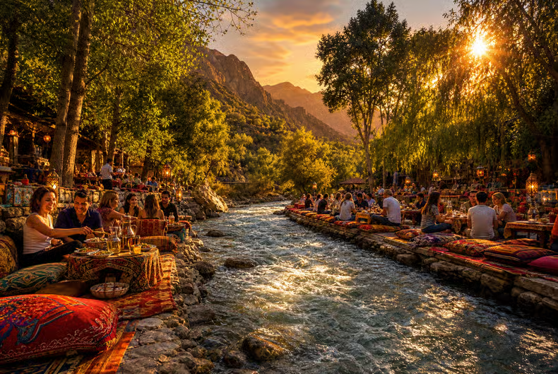 Marrakech : dîner au coucher du soleil dans la vallée de l'Ourika et Atlas