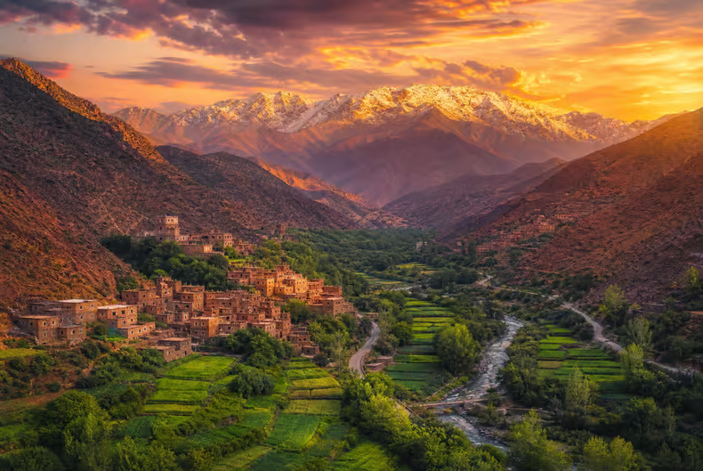 Marrakech : dîner au coucher du soleil dans la vallée de l'Ourika et Atlas