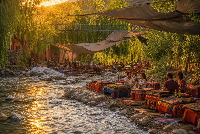 Marrakech : dîner au coucher du soleil dans la vallée de l'Ourika et Atlas